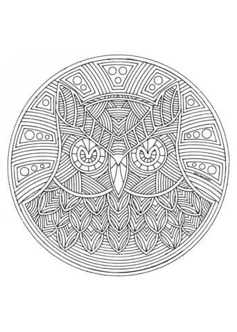 Owl Mandala Coloring Page